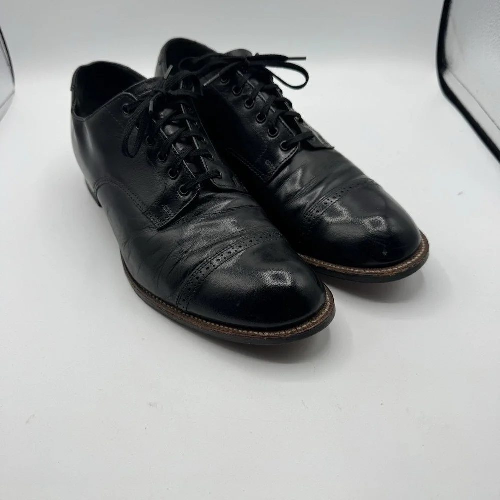 Stacy Adams Oxford Dress Shoes Men 8.5E Black Leather Cap Toe Lace Up USA